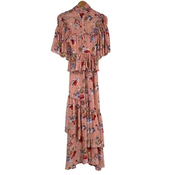 Cinq á Sept NWOT Jamie Floral Georgette Maxi Dress Size 6 Tiered Ruffle Chiffon - Picture 5 of 13